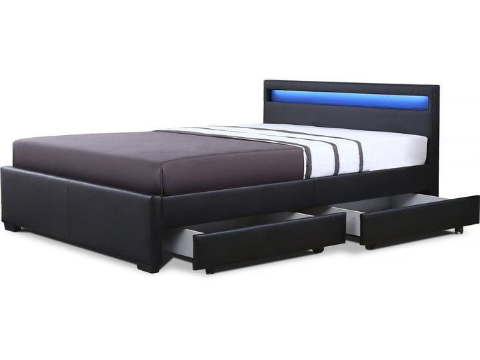 Letto con LED "Nico" - 140 × 190 cm - Nero