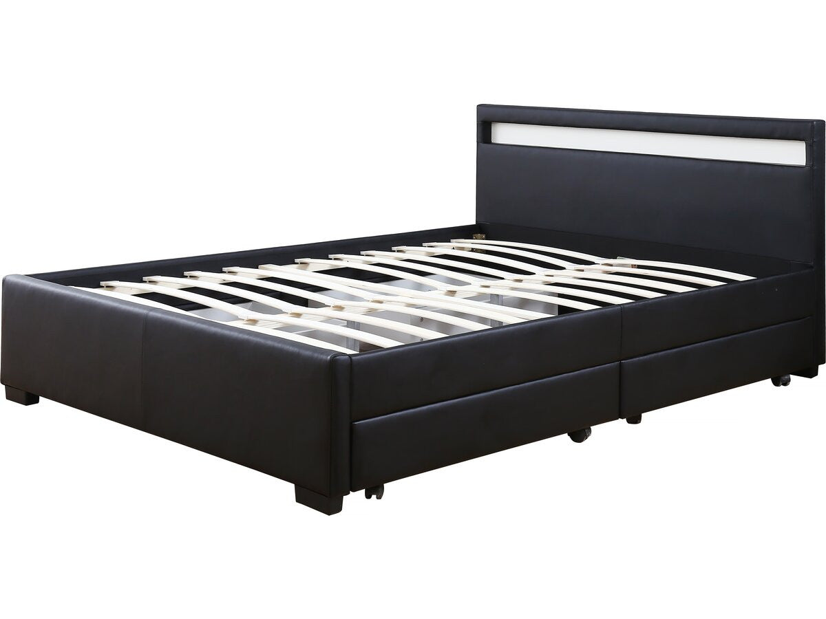 Letto con LED "NICO" - 160 × 200 cm - Nero