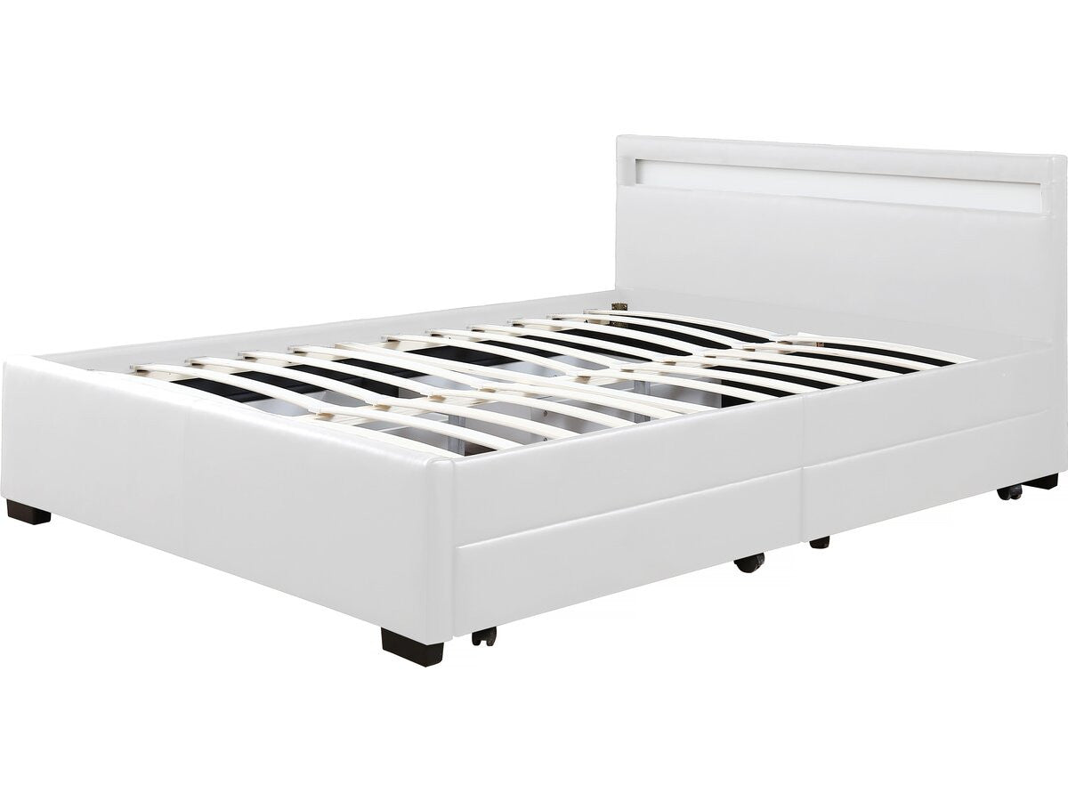 Letto con LED "Nico" - 140 × 190 cm - Bianco