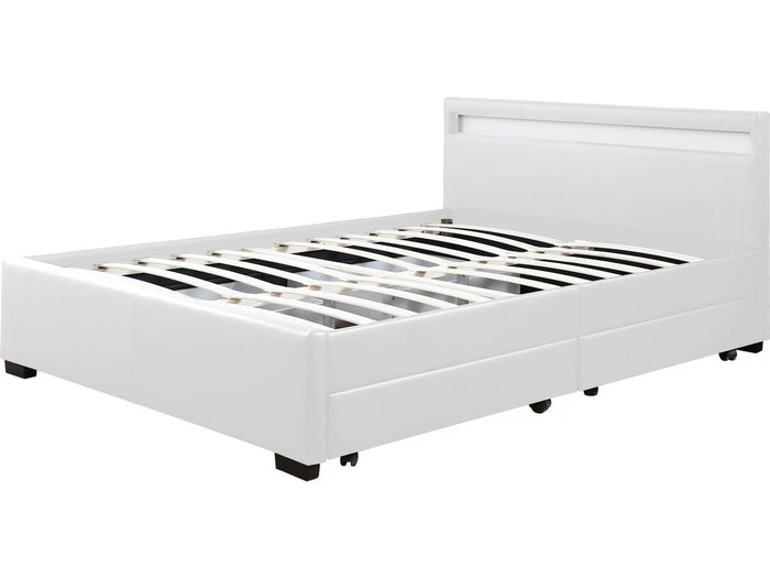 Letto con LED "Nico" - 140 × 190 cm - Bianco