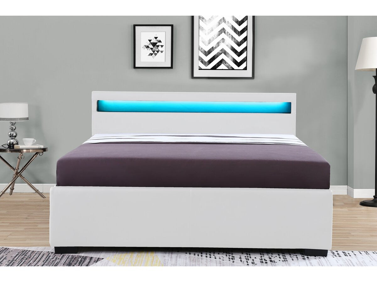 Letto con LED "NICO" - 160 × 200 cm - Bianco