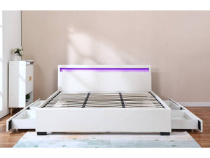 Letto matrimoniale a LED "Nico" - 180 x 200 cm - Bianco