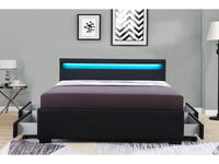 Letto con LED "Nico" - 140 × 190 cm - Nero