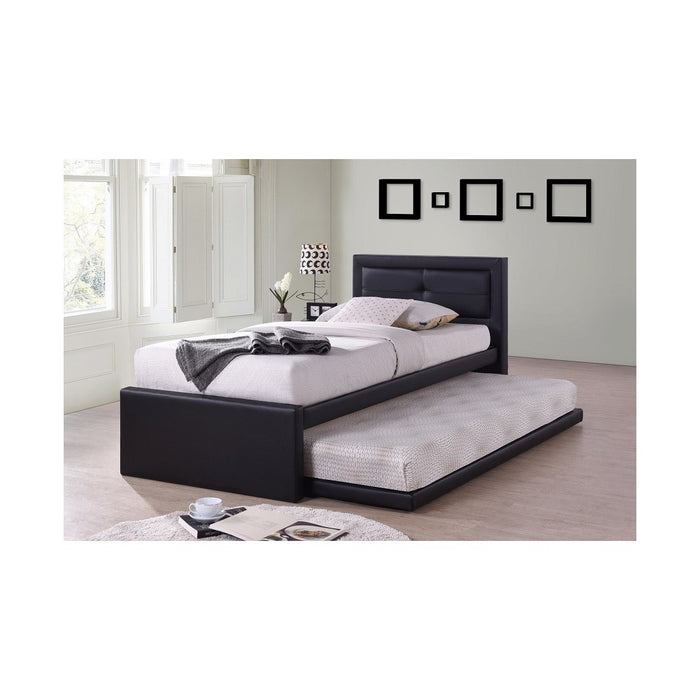 Letto con letto estraibile RODAN 90x200 cm in similpelle colore nero, rete inclusa.