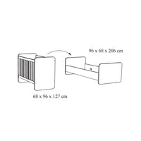 Lettino per bambini robusto 60x120 trasformabile in letto per bambini 90x200 colore rovere chiaro collezione DANY