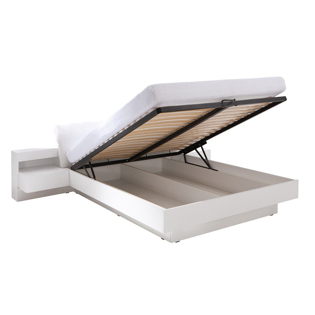 Letto contenitore 160x200 RENATO con doghe colore bianco