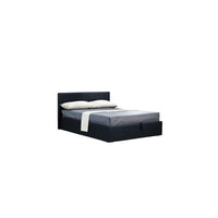 Letto contenitore con rete a doghe CANEL 140x200 in similpelle, colore nero