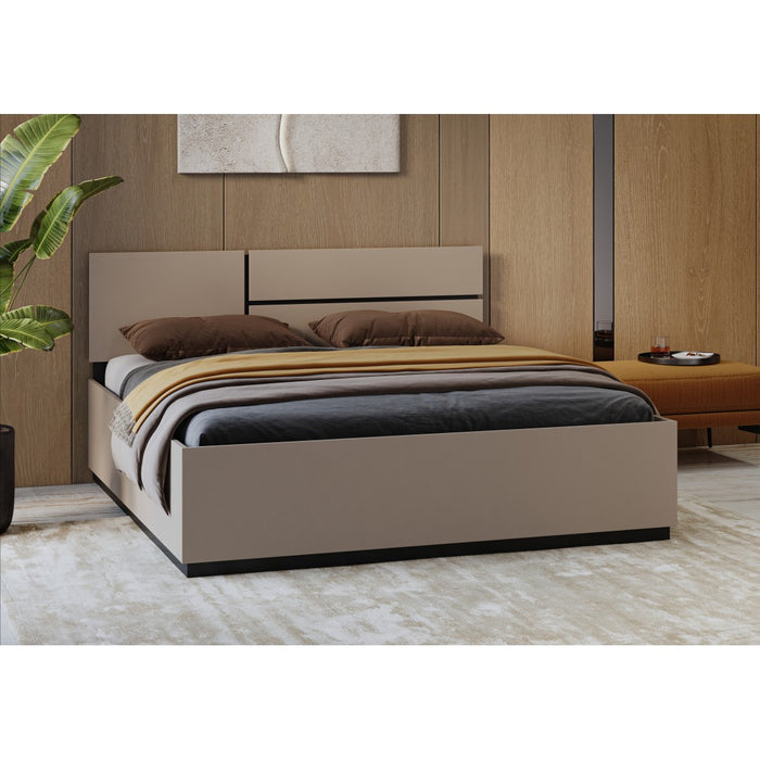 Letto HAVANA 160x200 cm beige e nero con contenitore – Eleganza contemporanea e spazio di archiviazione integrato