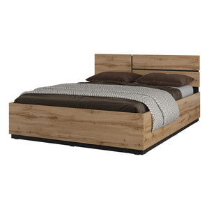 Letto HAVANA 160x200 cm in rovere e nero con contenitore – Stile moderno e soluzione di stoccaggio intelligente