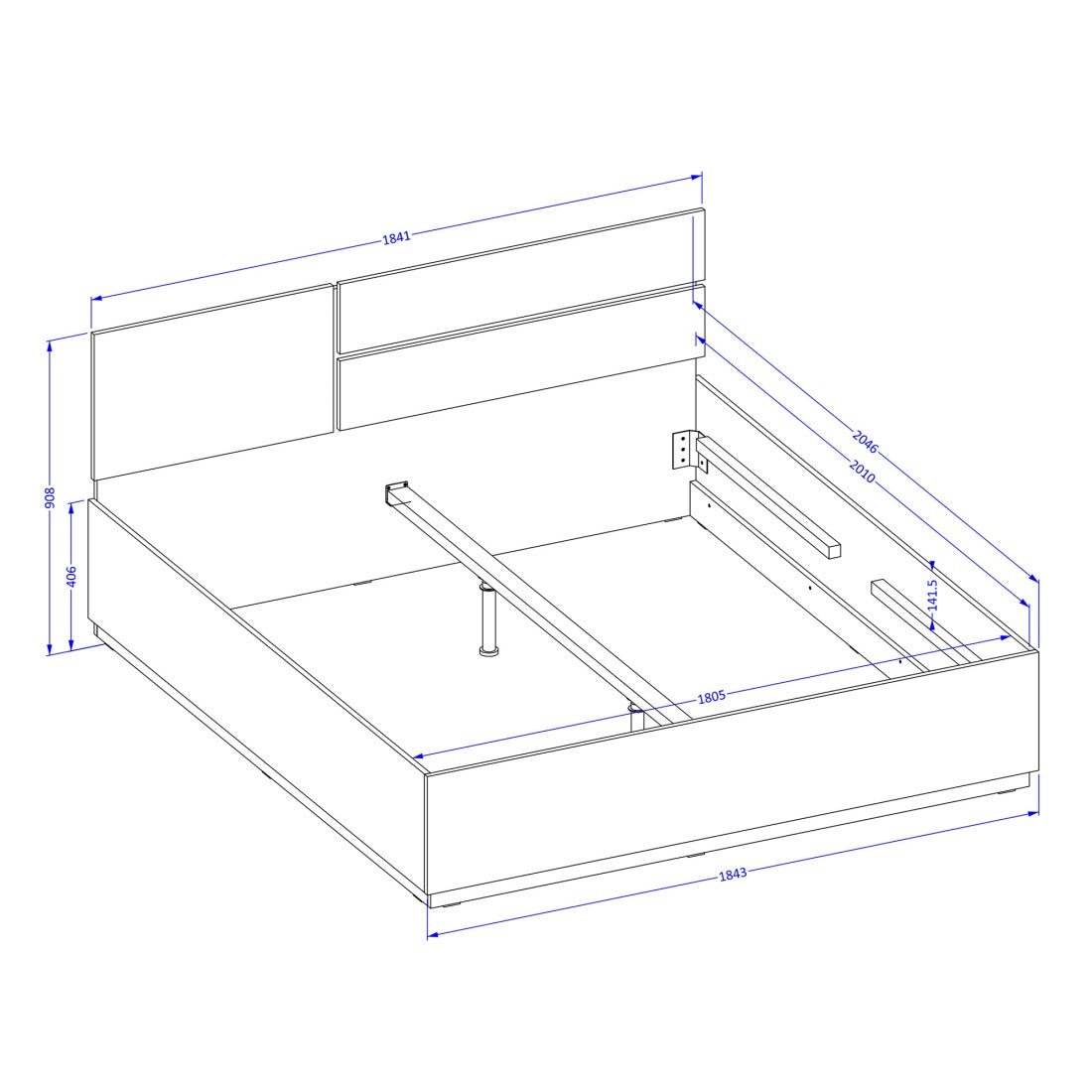 Letto HAVANA 180x200 cm in quercia e nero con contenitore – Letto matrimoniale moderno con storage integrato
