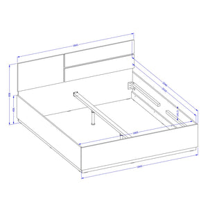 Letto HAVANA 180x200 cm in quercia e nero con contenitore – Letto matrimoniale moderno con storage integrato
