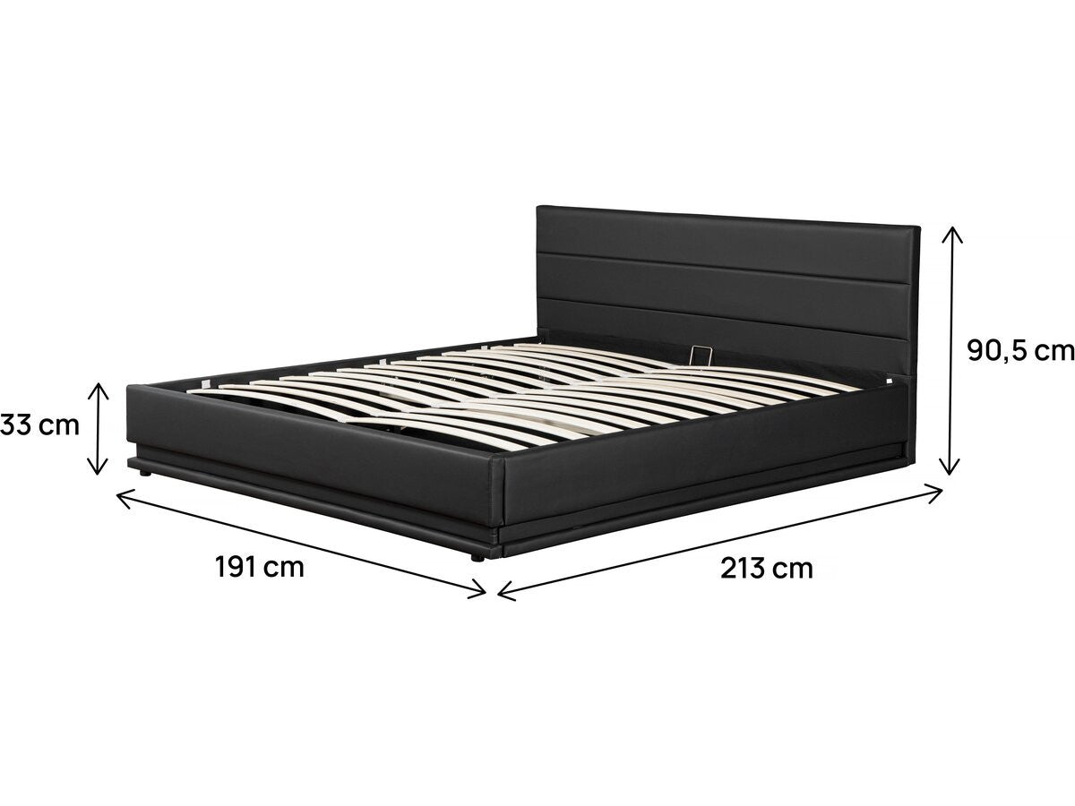 Letto LED con contenitore "Anastasia"  - 180 x 200 cm - Nero