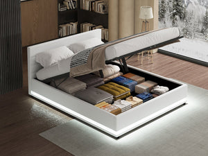 Letto LED con contenitore "Anastasia" - 140 x 190 cm - Bianco
