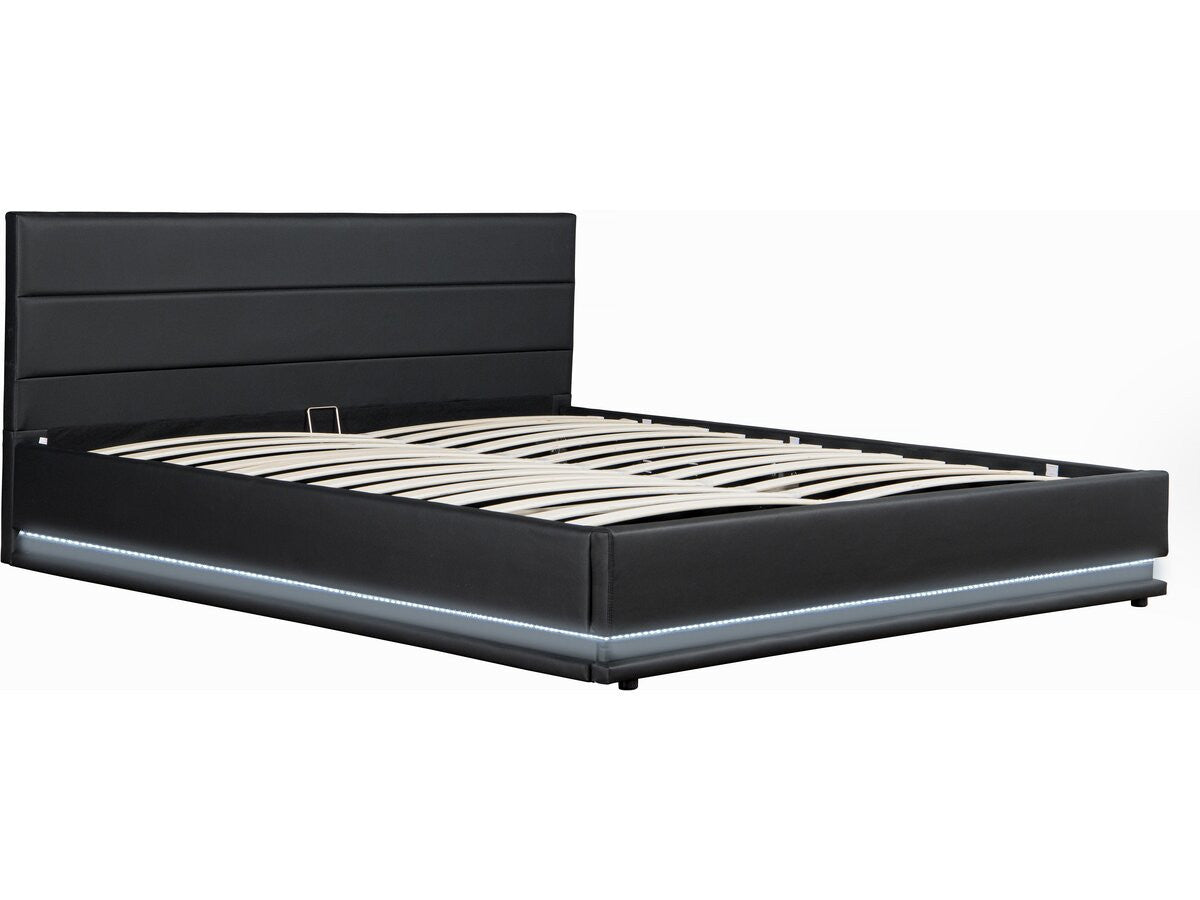Letto LED con contenitore "Anastasia"  - 180 x 200 cm - Nero