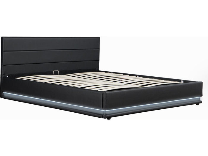 Letto LED con contenitore "Anastasia"  - 180 x 200 cm - Nero