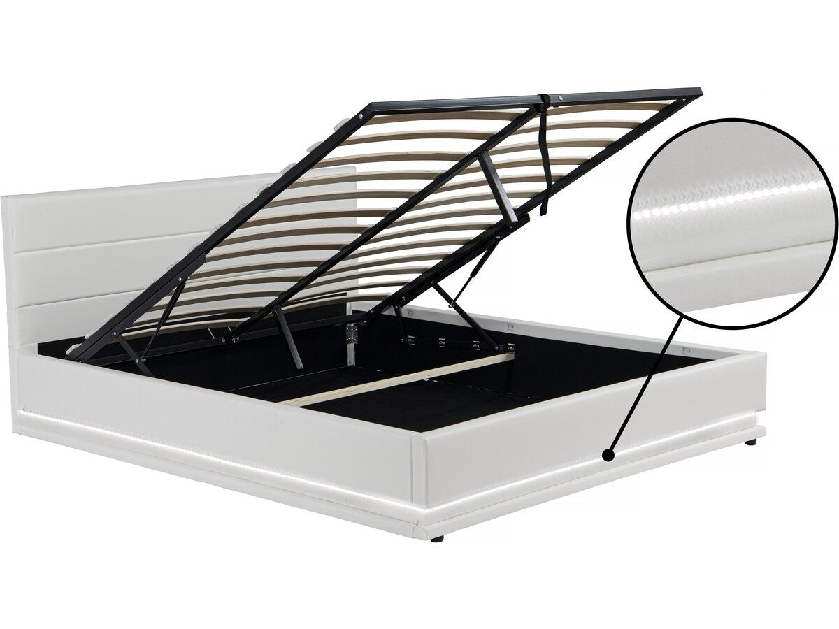 Letto LED con contenitore "Anastasia" - 160 x 200 cm - Bianco