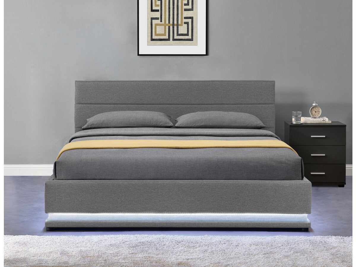 Letto LED con contenitore  "Anastasia"  - 140 x 190 - Grigio scuro