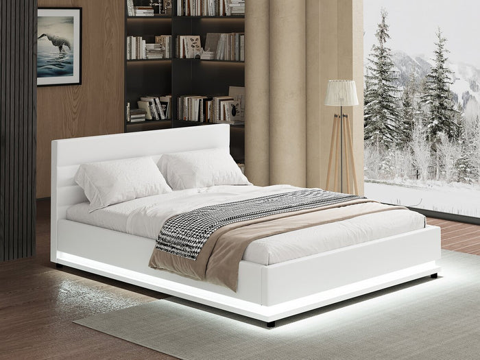 Letto LED con contenitore "Anastasia" - 140 x 190 cm - Bianco