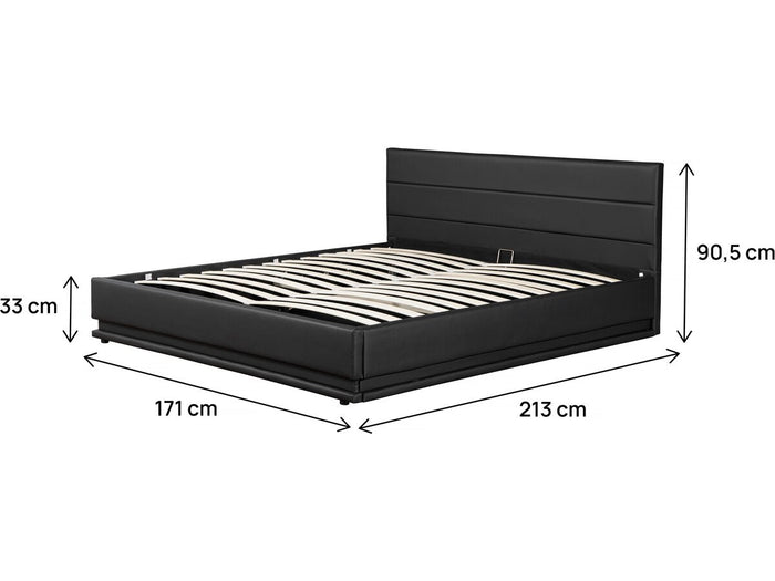 Letto LED con contenitore "Anastasia" - 160 x 200 cm - Nero