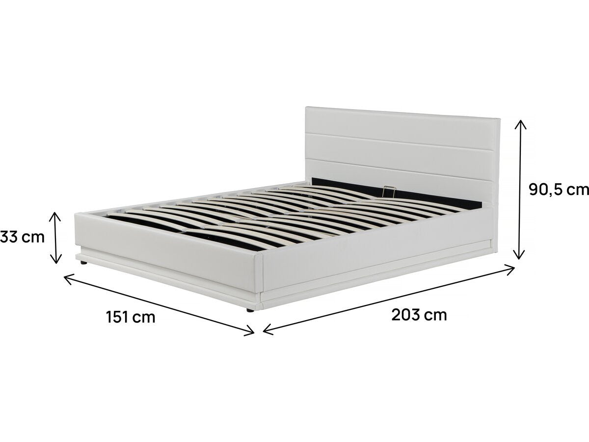 Letto LED con contenitore "Anastasia" - 140 x 190 cm - Bianco