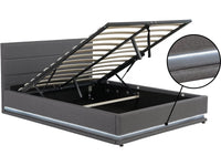 Letto LED con contenitore  "Anastasia"  - 140 x 190 - Grigio scuro