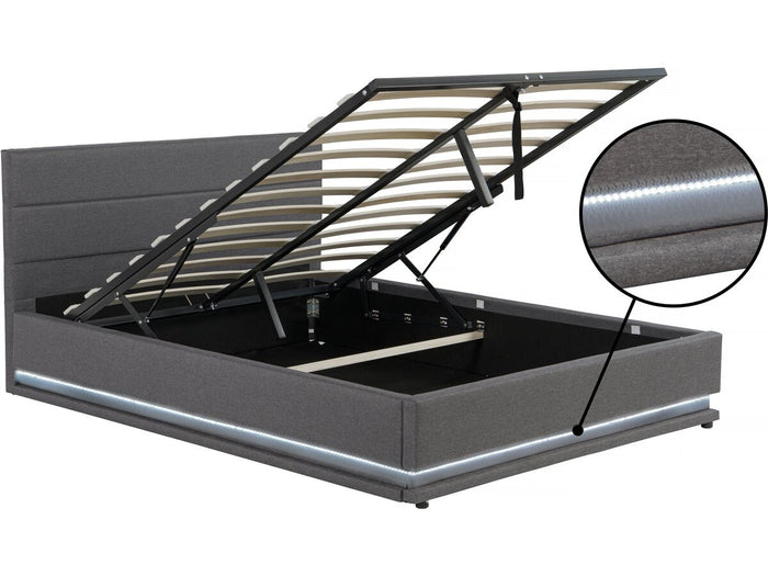 Letto LED con contenitore  "Anastasia"  - 140 x 190 - Grigio scuro