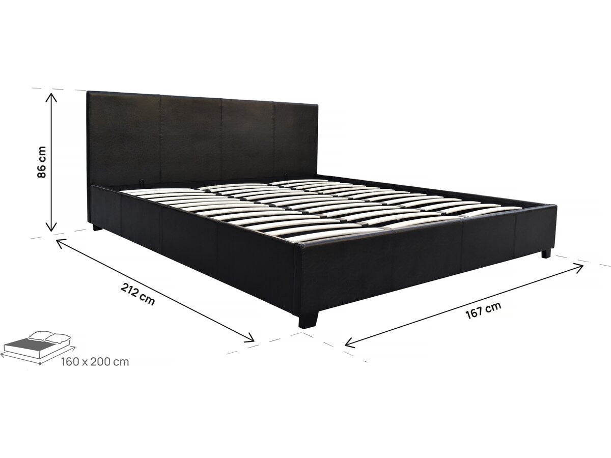 Letto con contenitore "Carla"- Nero - 160 x 200 cm