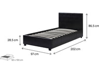Letto con contenitore  "Carla" - 90 x 190 cm- Nero