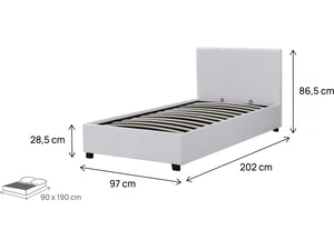 Letto con contenitore "Carla" - Bianco - 90 x 190 cm