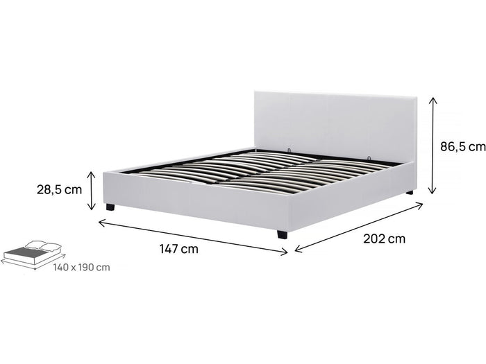 Letto con contenitore "Carla" - Bianco - 140 x 190 cm