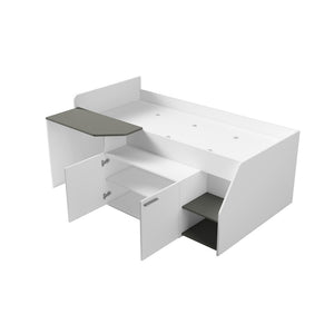 Letto Combinato ZOLA con Scrivania - Color Bianco Satinato e Grigio - 204 x 90 x 135 cm