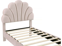 Letto a conchiglia in velluto "Manon" - 90 x 190 cm - Beige