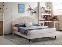 Letto in velluto "Manon" - Beige - 160 x 200 cm