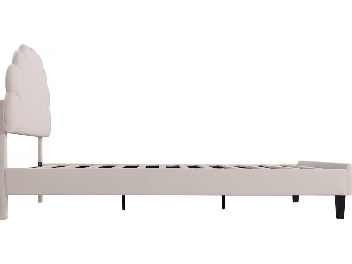 Letto in velluto "Manon" - Beige - 160 x 200 cm