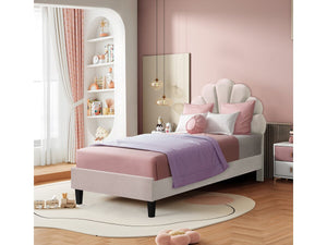 Letto a conchiglia in velluto "Manon" - 90 x 190 cm - Beige