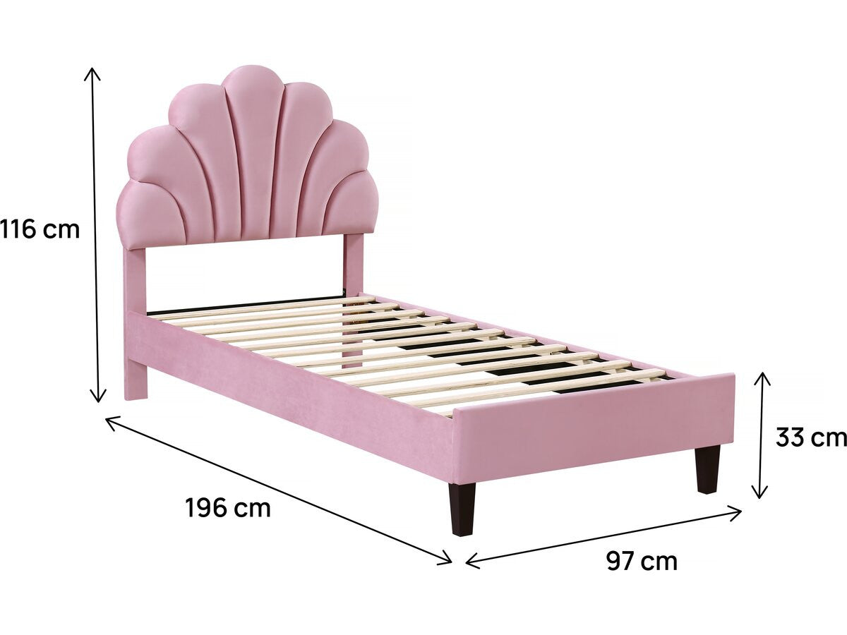 Letto a conchiglia in velluto "Manon" - 90 x 190 cm - Rosa
