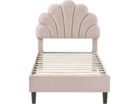 Letto a conchiglia in velluto "Manon" - 90 x 190 cm - Beige