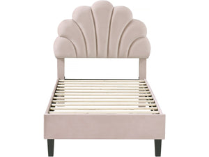 Letto a conchiglia in velluto "Manon" - 90 x 190 cm - Beige