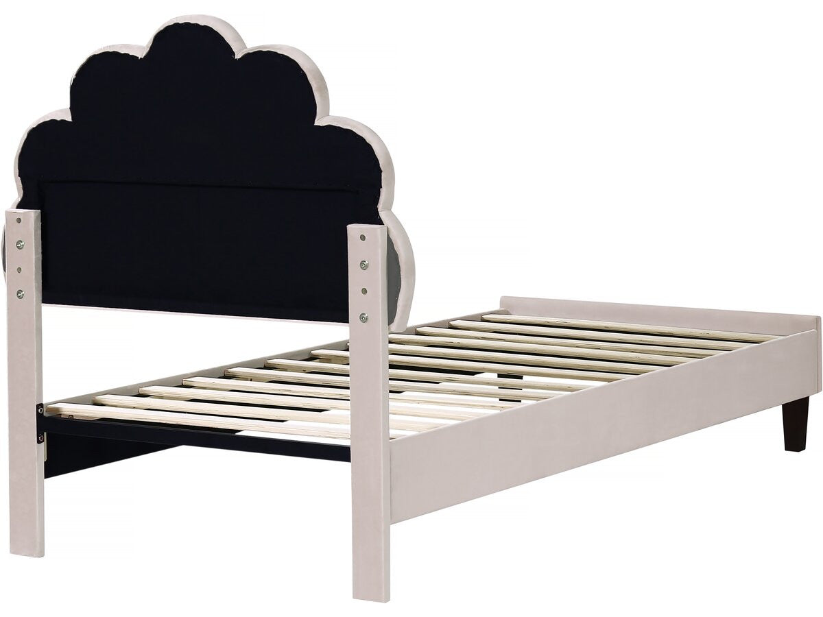 Letto a conchiglia in velluto "Manon" - 90 x 190 cm - Beige