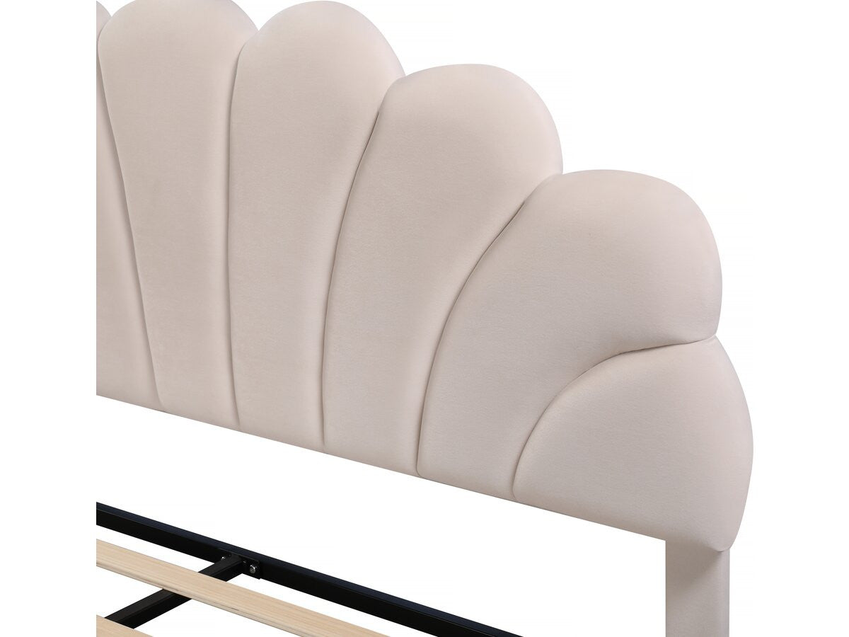 Letto in velluto "Manon" - Beige - 160 x 200 cm