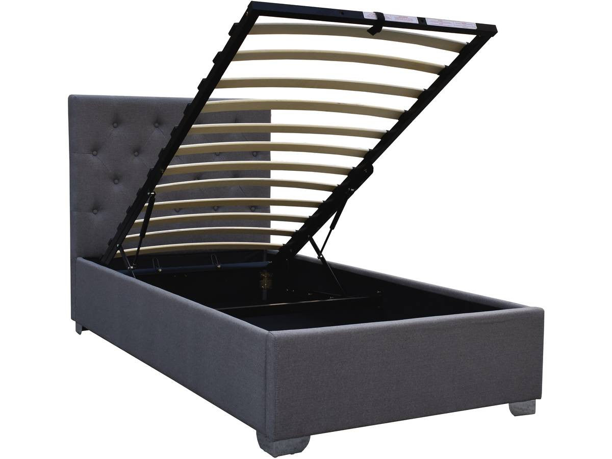 Letto singolo con contenitore "TINO" - 90 × 190 cm - Grigio