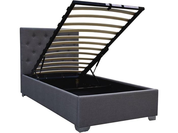 Letto singolo con contenitore "TINO" - 90 × 190 cm - Grigio