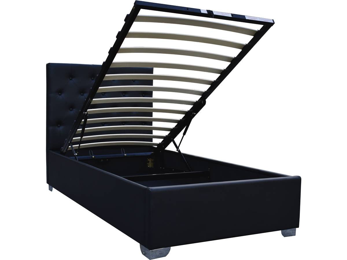 Letto singolo con contenitore "TINO" - 90 × 190 cm - Nero