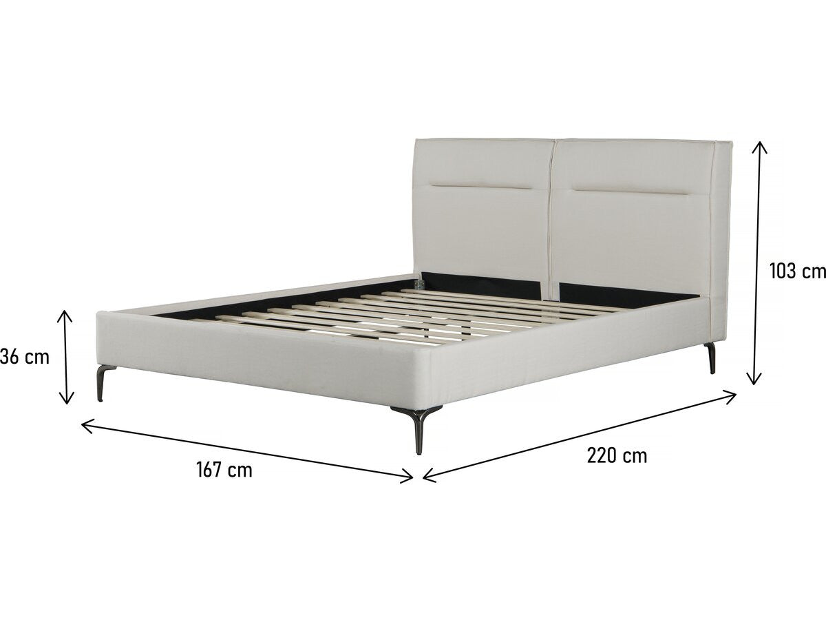 Letto matrimoniale in tessuto di design "Moritz" - 160 x 200 cm - Beige