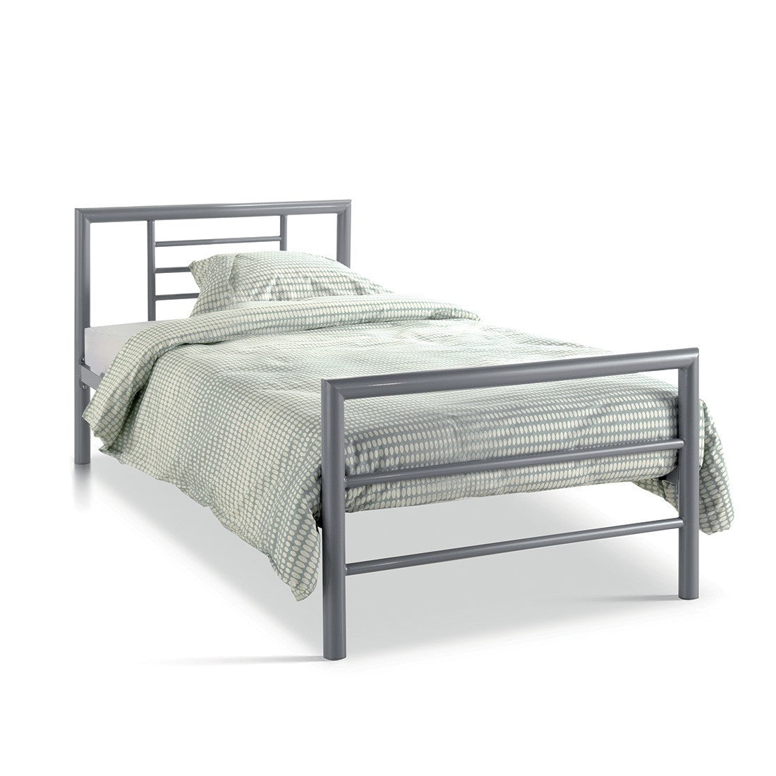 Letto singolo ECHO in metallo, 90x200 cm, grigio lucido con rete inclusa