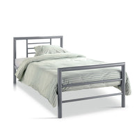 Letto singolo ECHO in metallo, 90x200 cm, grigio lucido con rete inclusa