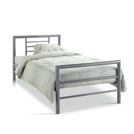 Letto singolo ECHO in metallo, 90x200 cm, grigio lucido con rete inclusa