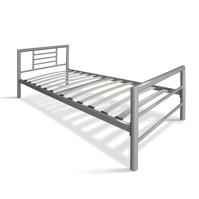 Letto singolo ECHO in metallo, 90x200 cm, grigio lucido con rete inclusa