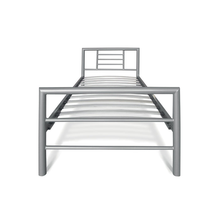 Letto singolo ECHO in metallo, 90x200 cm, grigio lucido con rete inclusa