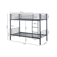 Letto a castello in metallo 90x200 cm SAMMY, colore grigio scuro